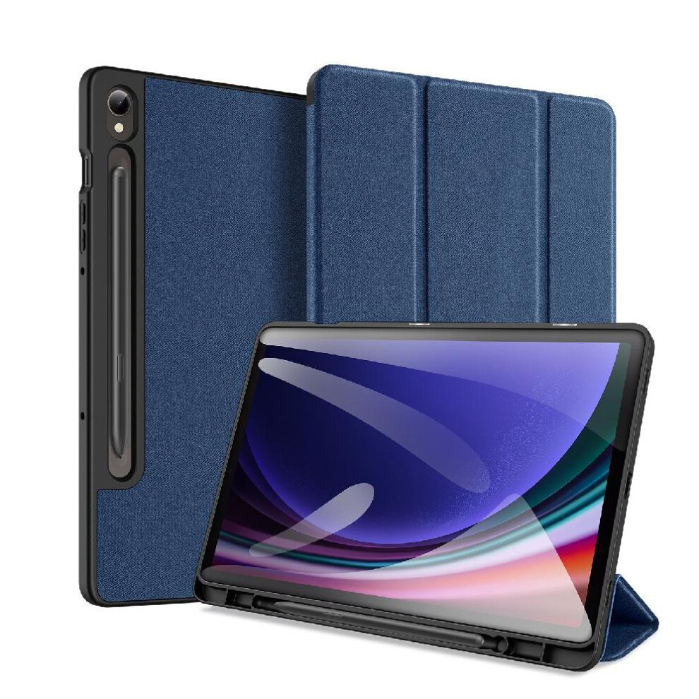 (Blue) Case For Samsung Galaxy Tab S9 Pu Leather Stylus Holder Auto Wake Sleep Blue 764563065554
