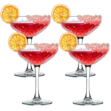 (4) Tall Glass Champagne Glasses Elegant Stemmed Coupe Cocktail Glassware Set 255ml
