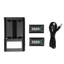 Xbox One Rechargeable Battery Pack - 2x2600mAh with Charger Station - Compatible with Xbox One S and Xbox Series X S