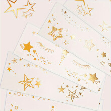 (5pcs) 5pcs Golden Foil Star & Freckle Temporary Tattoos - Waterproof Face & Eye Decals for a Glamorous Look