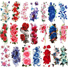 (21 Sheets) Waterproof Long-Lasting 3D Bright Floral 21 Sheets Flower Temporary Tattoos for Women, Rose, Peach Blossom, Flower Temporary Fake Tattoos