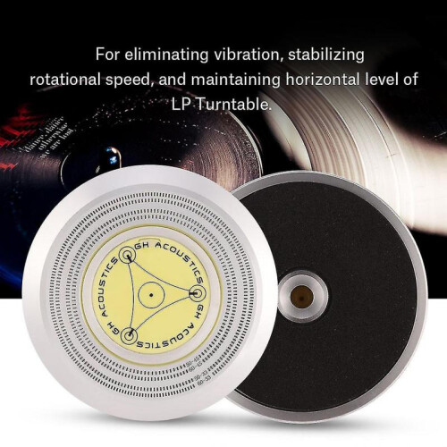 Silver LP Vinyl Disc Record Stabilizer Clamp with Bubble Level and Speed Detection (50/60Hz) 1