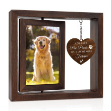 Dog Memorial Gifts for Loss of Dog  Rotating Wooden Picture Frame for 4x6 Photo