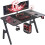 Gaming Desk Computer Gaming Table w/ Mouse Pad Cup Holder & Headphone Hook Black 1