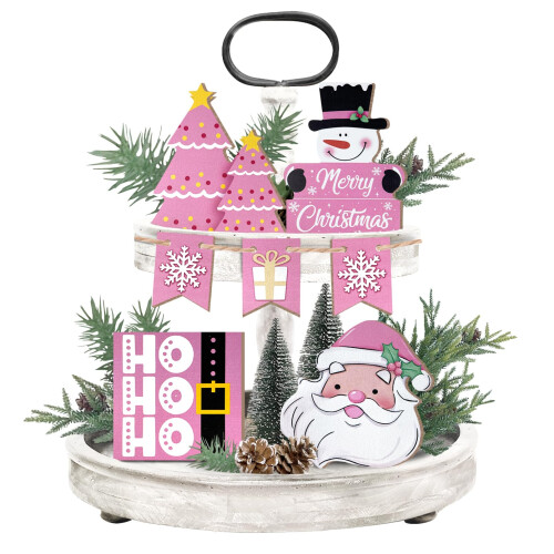 Pink Christmas Farmhouse Decor on OnBuy