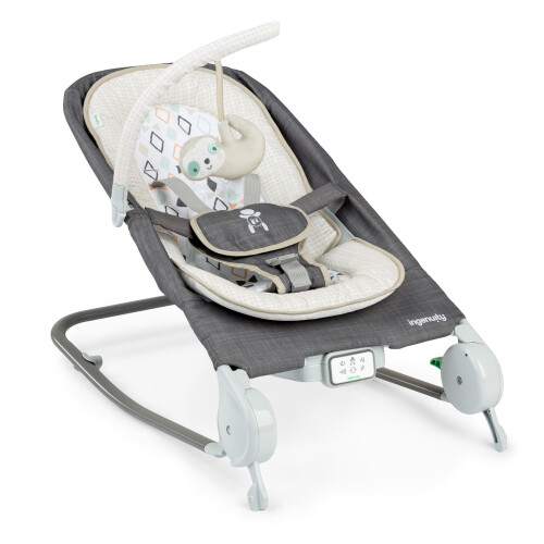 Ingenuity INGENUITY -Parker- Transat bébé pliable massage ventre - Position fixe ou à bascule, vibrations, cadeau bébé 1