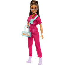 Muñeca Mannequin - BARBIE - Muñeca Barbie - Mono Rosa - Accesorios de Moda - Cachorro Incluido