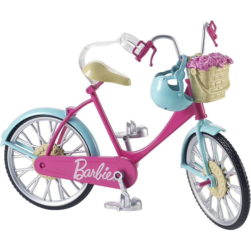 Barbie Bicycle With Basket Of Flowers For Dolls Pink