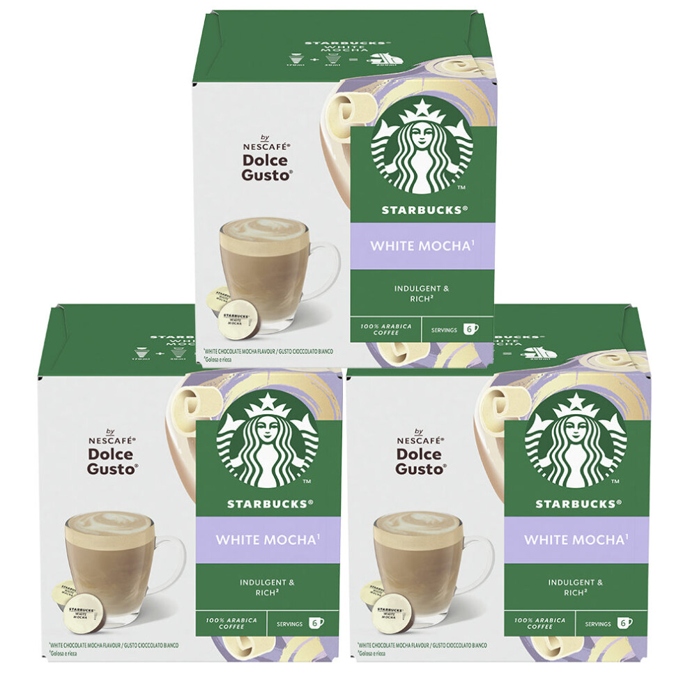Nescafe Dolce Gusto Starbucks White Mocha Coffee Pods X12 (Pack Of 3, Total 36 Pods)