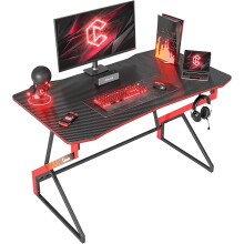 CubiCubi Gaming Desk 100 x 60cm, Computer Desk with Headphone Hook, Gaming Table for Home Office, Simple Assembly, Black