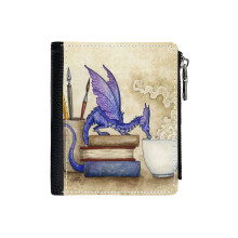 (Whats In Here_414) Men's Women PU Leather Wallets Compact Bifold with Zipper & Multiple Card Coins Slots Black Stylish Durable Graphic Design Print for Girl Boys