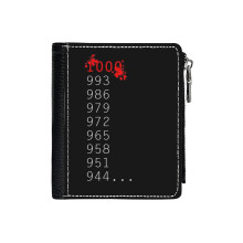 (What's 1000 Minus 7_1021) Men's Women PU Leather Wallets Compact Bifold with Zipper & Multiple Card Coins Slots Black Stylish Durable Graphic Design Print for Girl Boys
