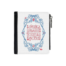 (Whimsical Poppins!_4567) Men's Women PU Leather Wallets Compact Bifold with Zipper & Multiple Card Coins Slots Black Stylish Durable Graphic Design Print for Girl Boys