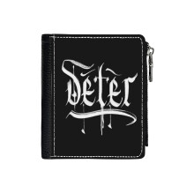 (White Detail_1581) Men's Women PU Leather Wallets Compact Bifold with Zipper & Multiple Card Coins Slots Black Stylish Durable Graphic Design Print for Girl Boys