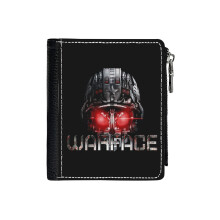 (WARFACE_2228) Men's Women PU Leather Wallets Compact Bifold with Zipper & Multiple Card Coins Slots Black Stylish Durable Graphic Design Print for Girl Boys