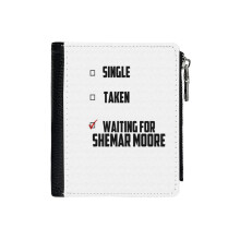 (Waiting For Shemar Moore_1882) Men's Women PU Leather Wallets Compact Bifold with Zipper & Multiple Card Coins Slots Black Stylish Durable Graphic Design Print for Girl Boys