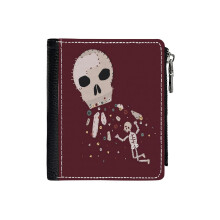 (Vomiting Buttons - Our Flag Means Death Inspired Design_5177) Men's Women PU Leather Wallets Compact Bifold with Zipper & Multiple Card Coins Slots Black Stylish Durable Graphic Design Print for Girl Boys