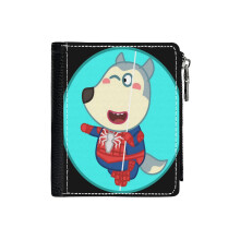 (Wolfoo Supperman Funny_2281) Men's Women PU Leather Wallets Compact Bifold with Zipper & Multiple Card Coins Slots Black Stylish Durable Graphic Design Print for Girl Boys