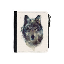 (Wolf Persevere_5751) Men's Women PU Leather Wallets Compact Bifold with Zipper & Multiple Card Coins Slots Black Stylish Durable Graphic Design Print for Girl Boys