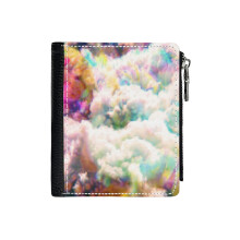 (Window Bender_857) Men's Women PU Leather Wallets Compact Bifold with Zipper & Multiple Card Coins Slots Black Stylish Durable Graphic Design Print for Girl Boys