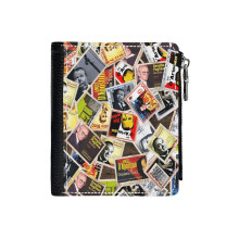 (Vintage Argentine Tango Orchestra Album Stamps Pop Art_5994) Men's Women PU Leather Wallets Compact Bifold with Zipper & Multiple Card Coins Slots Black Stylish Durable Graphic Design Print for Girl Boys