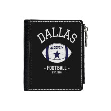 (Vintage Dallas Football Sports Team Gift_101) Men's Women PU Leather Wallets Compact Bifold with Zipper & Multiple Card Coins Slots Black Stylish Durable Graphic Design Print for Girl Boys