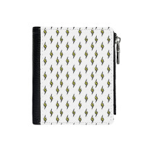 (Vibras_3660) Men's Women PU Leather Wallets Compact Bifold with Zipper & Multiple Card Coins Slots Black Stylish Durable Graphic Design Print for Girl Boys