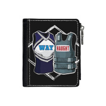 (Wayhaught Uniforms - Dark Background_695) Men's Women PU Leather Wallets Compact Bifold with Zipper & Multiple Card Coins Slots Black Stylish Durable Graphic Design Print for Girl Boys