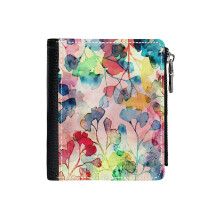 (Watercolor Ginkgo Leaves_4823) Men's Women PU Leather Wallets Compact Bifold with Zipper & Multiple Card Coins Slots Black Stylish Durable Graphic Design Print for Girl Boys