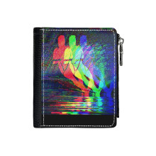 (Waterskiing_6265) Men's Women PU Leather Wallets Compact Bifold with Zipper & Multiple Card Coins Slots Black Stylish Durable Graphic Design Print for Girl Boys