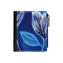 (Water Lillies_1548) Men's Women PU Leather Wallets Compact Bifold with Zipper & Multiple Card Coins Slots Black Stylish Durable Graphic Design Print for Girl Boys