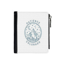 (Welcome To Patience, Colorado_1497) Men's Women PU Leather Wallets Compact Bifold with Zipper & Multiple Card Coins Slots Black Stylish Durable Graphic Design Print for Girl Boys