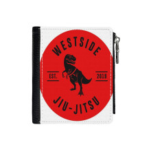 (Westside Jiu Jitsu - Red T-Rex_3737) Men's Women PU Leather Wallets Compact Bifold with Zipper & Multiple Card Coins Slots Black Stylish Durable Graphic Design Print for Girl Boys