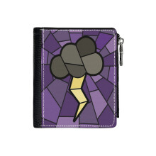 (Virgil's Storm_2390) Men's Women PU Leather Wallets Compact Bifold with Zipper & Multiple Card Coins Slots Black Stylish Durable Graphic Design Print for Girl Boys