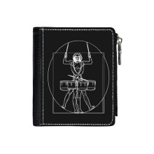 (Vitruvian Tenor Drummer_477) Men's Women PU Leather Wallets Compact Bifold with Zipper & Multiple Card Coins Slots Black Stylish Durable Graphic Design Print for Girl Boys