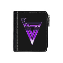 (VOID V Logo_608) Men's Women PU Leather Wallets Compact Bifold with Zipper & Multiple Card Coins Slots Black Stylish Durable Graphic Design Print for Girl Boys