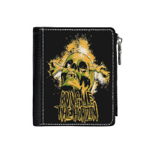 (Vintage Skull_1248) Men's Women PU Leather Wallets Compact Bifold with Zipper & Multiple Card Coins Slots Black Stylish Durable Graphic Design Print for Girl Boys