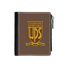 (Vintage Old School Parcel Courier United Postal Mail Delivery Service Retro Emblem_6562) Men's Women PU Leather Wallets Compact Bifold with Zipper & Multiple Card Coins Slots Black Stylish Durable Graphic Design Print for Girl Boys