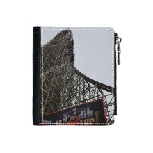 (Steel Vengeance _2943) Men's Women PU Leather Wallets Compact Bifold with Zipper & Multiple Card Coins Slots Black Stylish Durable Graphic Design Print for Girl Boys