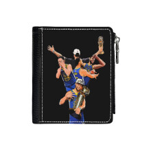 (Steph Curry MVP_5430) Men's Women PU Leather Wallets Compact Bifold with Zipper & Multiple Card Coins Slots Black Stylish Durable Graphic Design Print for Girl Boys