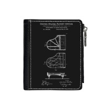 (Steinway Piano Patent White_6273) Men's Women PU Leather Wallets Compact Bifold with Zipper & Multiple Card Coins Slots Black Stylish Durable Graphic Design Print for Girl Boys
