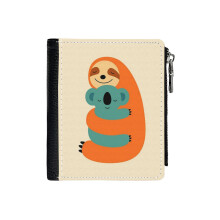 (Stick Together_7346) Men's Women PU Leather Wallets Compact Bifold with Zipper & Multiple Card Coins Slots Black Stylish Durable Graphic Design Print for Girl Boys