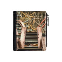 (Steel Vengeance's Thigh Crushing Finale_4716) Men's Women PU Leather Wallets Compact Bifold with Zipper & Multiple Card Coins Slots Black Stylish Durable Graphic Design Print for Girl Boys