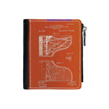 (Steinway Piano 1880 Patent Image Photographic_6741) Men's Women PU Leather Wallets Compact Bifold with Zipper & Multiple Card Coins Slots Black Stylish Durable Graphic Design Print for Girl Boys