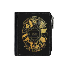 (STATEMENT BEGINS OR STATEMENT ENDS RAINBOW_2302) Men's Women PU Leather Wallets Compact Bifold with Zipper & Multiple Card Coins Slots Black Stylish Durable Graphic Design Print for Girl Boys