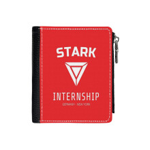 (Stark Internship_7136) Men's Women PU Leather Wallets Compact Bifold with Zipper & Multiple Card Coins Slots Black Stylish Durable Graphic Design Print for Girl Boys