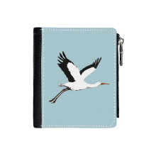 (Stork_2026) Men's Women PU Leather Wallets Compact Bifold with Zipper & Multiple Card Coins Slots Black Stylish Durable Graphic Design Print for Girl Boys