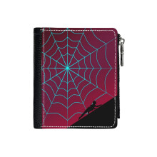 (Spider Twilight Series - Spider Gwen_2119) Men's Women PU Leather Wallets Compact Bifold with Zipper & Multiple Card Coins Slots Black Stylish Durable Graphic Design Print for Girl Boys