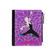 (Spider Gwen Loves You_4284) Men's Women PU Leather Wallets Compact Bifold with Zipper & Multiple Card Coins Slots Black Stylish Durable Graphic Design Print for Girl Boys