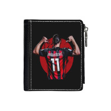 (Zlatan Ibrahimovic Ac Milan_3267) Men's Women PU Leather Wallets Compact Bifold with Zipper & Multiple Card Coins Slots Black Stylish Durable Graphic Design Print for Girl Boys